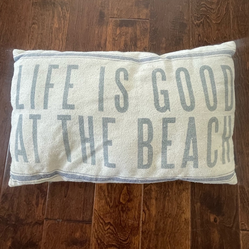 Life Is Good Pillow - Cream and Blue